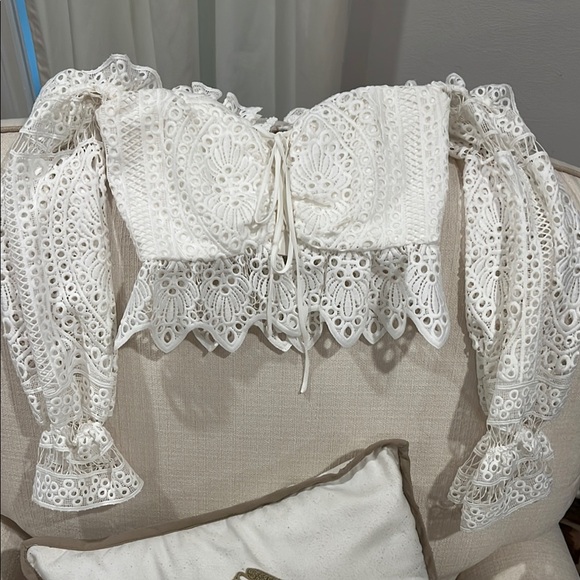 Bardot white lace off the shoulder top - Picture 2 of 7